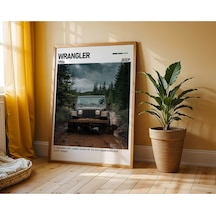 Jeep Wrangler Ahşap Çerçeveli Poster Tablo Off-road Özgürlüğü