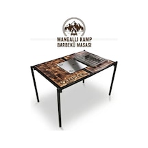Kamp Masası Barbekü 180 Açılır 2'si 1 Arada Piknik Masası - Izgaralı Kamp Mutfak Masası Diğer