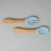 Basıcs Mama Kaşığı + Çatal - Mineral Blue Çok Renkli
