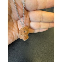 Kahverengi Kıvırcık Köpek Peluş Figürlü Unisex Kolye Sevimli, Eğlenceli Ve Özgün Tasarım Çok renkli