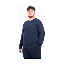 Maraton Sportswear Büyük Beden Erkek Bisiklet Yaka Takma Kol Basic Açık Lacivert Sweatshirt 22420-açık Lacivert