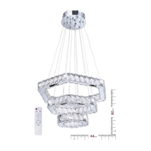 Alalighting Krom 3 Katlı Altıgen Ledli Kristal Taşlı Lüks Avize