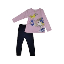 Kız Çocuk Alt Üst Takım Pembe Kelebekli Kızlı Pamuklu Pembe