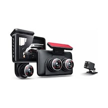 3 Kameralı Araç İçi Kamera 1080p Full Hd, 4.0'' Ekran, Gece Görüş, G-sensör Acil Kayıt, Arka Görüş Kamerası, Döngüsel Kayıt Ve Park Koruma Özellikli