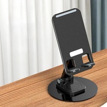 Goldenqian Evrensel Masa Standı 360 Ofis İçin Dönen Çok Açılı Kaymaz Metal Taban Katlanabilir, İphone 13 14 15pro Xiaomi Samsun Black Black