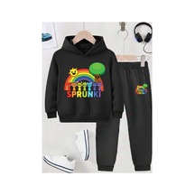 Stil-x Sprunkı Baskılı Çocuk Eşofman Takımı, Şardonlu Soft Kumaş, Unısex Siyah-19