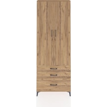 Arges Dolap Tek Raflı 3 Çekmeceli Tek Askılı 88x30x243 Çam-çam Atlas Çam