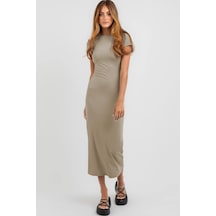 Madmext Bej Basic Yarım Balıkçı Uzun Elbise Mg1856-bej Bej