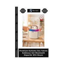 Premium Kutlama Ses Takımı Kablosuz Set Bluetooth Hoparlör D51 Beyaz