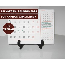 Ağustos 2026 - Aralık 2027 Yılı Masa Takvimi 17 Yaprak Takvim Hicri Dini Günler Resmi Tatiller