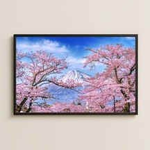 Fuji Dağı Ve Sakura Ağaçları Temalı Retro Pvc Tablo Pvc Tablo