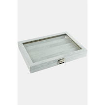 Cam - 195 - Kapaklı Anfora Kumaş Küpe Standı 24x34 - Nazblsmm - Cm Gri