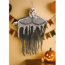 Cadılar Bayramı Işıklı Kuru Kafa Hayalet Asılabilir Halloween Parti Dekoru 90 Cm Diğer