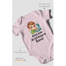 Morivokids Amcamı Aratmayın Bana Kısa Kollu Bebek Body %100 Pamuk Bebe Pembe