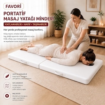 Masaj Yatağı Portatif Katlanabilir Masaj Yatağı Minderi 6 Cm Sünger 180x70 Cm Beyaz