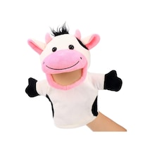 İnek El Kuklası Çalışan Ağızlı Çocuk Peluş El Kuklaları Bayaz