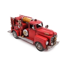 Dekoratif Retro Vintage Metal İtfaiye Arabası 41cm