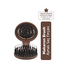 Beauty Makaron Extension Saç Fırçası - Kaynak Saçlara Özel, 3d Esnek, Aynalı, Çanta Boy Espresso