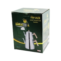 Piramit Orta Boy Çelik Çaydanlık Seti - Takımı Renkli Bakalit Kulp Üst Demlik : 1.1lt - Alt Suluk: 2lt Kendin