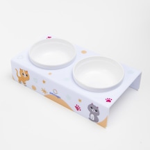Petmagic Akrilik Pleksi Evcil Hayvan Renkli Seramik Kaseli Kedi Köpek Mama Su Kabı Kedi