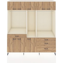 Kronos Dolap 8 Raflı 4 Çekmeceli 3 Askılı 220x59x243 Aytaşı-çam/çam Atlas Çam/atlas Çam