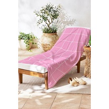 Pembe Ekose Modern Plaj Havlusu-minimalist Beyaz Çizgili Havuz Deniz Hızlı Kuruyan Mikrofiber Havlu Yağmur Leylak