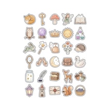 30 Adet Masalsı Pastel Suluboya Sticker Seti - Laptop Defter Telefon Su Matarası Çok Renkli