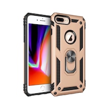 Newface Apple  Uyumlu - iPhone 7 Plus Kılıf Sofya Yüzüklü Silikon Kapak - Gold Altın