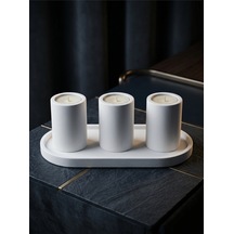 Canseb Elegance Dörtlü 25cm Beton Oval Tabaklı Ve Tealight Mumluk Hediyelik Dekoratif Set Tealight Mum Dahil Değildir