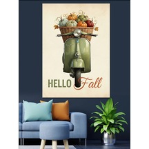 Ahşap Tablo Sonbahar Çiçeği Balkabağı Sepeti Vespa İnsan Figürlü Tablolar