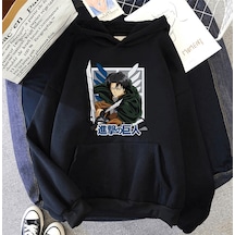 Anime Levi Keşif Birliği Kapşonlu Sweatshirt Siyah