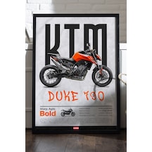 Ktm Duke 790 Siyah Ahşap Çerçeveli Poster, Dekoratif Motosiklet Duvar Tablosu