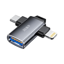 2si 1 Arada Usb 3.0 Otg Dönüştürücü, Type-c Ve Lightning Uyumlu Adaptör, 5gbps Veri Aktarımı, Usb Bellek Klavye Mouse Gamepad Telefon Tablet Bağlantısı S370