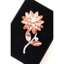 Manevi Huzurun Simgesi Lotus Çiçeği Broş Kristal Taşlı Gold Çiçekli Kadın Yaka İğnesi Çok renkli
