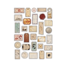 30 Adet Vintage Seyahat Temalı Sticker Seti - Ajanda Scrapbook Valiz Dekorasyonu Çok Renkli