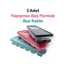 3 Adet Buz Kalıbı Buzluk Yapışmaz Baş Parmak Silikonlu Küp Silikon Diğer