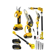 Dragro DRG-128mt Sarı Kömürsüz 21 V 3 Ah 2 Metre Teleskopik Uzatma Akülü Bağ Dal Budama Kesme Makası Makinesi