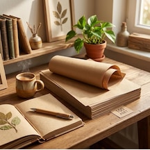A4 Kraft Kağıt 100 Adet 21x29.7 Cm - Doğal Kahverengi Ambalaj, Baskı, Çizim, Paketleme Ve Hobi İçi Çok Amaçlı Saman Kağıdı