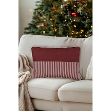 Charm Kırmızı Beyaz Şerit Baskılı Kırlent 40x60 35256a Çok Renkli
