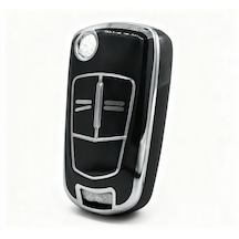 Autohan Keys Lüx Opel Astra H Corsa D 2 Buton Nano Koruma Anahtar Kılıfı Siyah Gümüş Renk