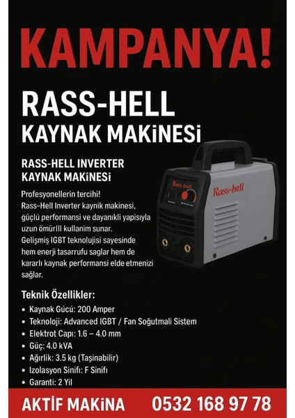 Rass-hell 250 Amper Kaynak Makinası Rass-hell