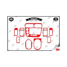 Honda Civic Ls Manuel 2001- 2006 Torpido Konsol Trim Göğüs Maun Kaplama Set 10 Parça Kırmızı