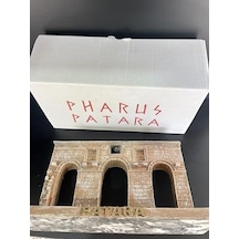 Patara Antik Kent El Yapımı Dekoratif Minyatür, Antik Taş Duvar Tasarımı, Yeşil Bitkili, Biblo Koleksiyon Parçası