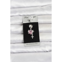 316l Cerrahi Çelik Pembe Zirkon Taşlı Model Göbek Piercing 5886 Çok Renkli