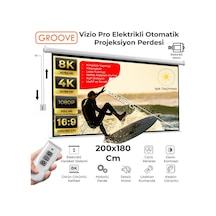Groove Vizio Pro 200x180cm Blackout Işık Geçirmez Elektrikli Otomatik Kumandalı Projeksiyon Perdesi +motorlu+canlı Renkler+göz Koruması+leke Tutmaz Projector