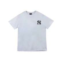 New York Ny Sol Logo Baskılı Unisex %100 Pamuk Beyaz T-shirt Beyaz