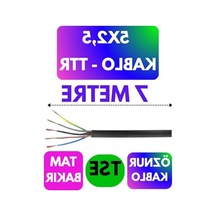 7 Metre Uzunluğunda Siyah Ttr Kablo, 5x2.5 Mm