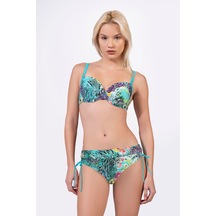 Endeep Kadın Balenli Destekli Desenli Mavi Bikini Takımı