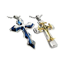 2 Adet Erkekler Rhinestones Kakma İsa Haç Kolye Zincir Kolye Hediye Çok Renkli
