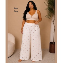 Intive Curvy Müslin Kumaş Nefes Alan Büyük Beden Kiraz Desenli Pa Beyaz